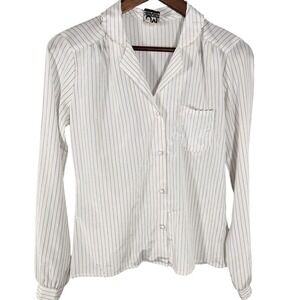 Vintage Jonathan Martin Markham Industries White Pinstripe Blouse Size 9/10